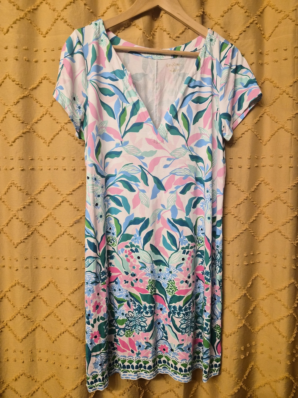Lilly Pulitzer Pastel Floral V-Neck Midi Dress in Pink & Teal
